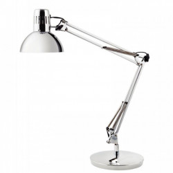 LAMPE ARCHITECTE CHROMEE LED SOCLE Ø 20cm 25 000h. Longueur double bras : 42 + 39 cm ALBA AMPOULE 7W E27 (REF757548)