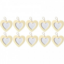 LOT DE 10 CADRES COEUR À SUSPENDRE, EN BOIS