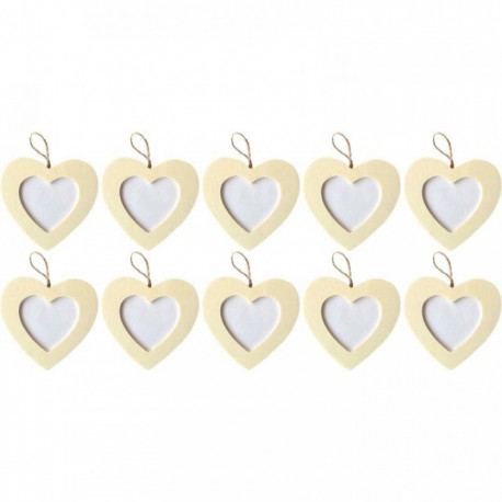 LOT DE 10 CADRES COEUR À SUSPENDRE, EN BOIS