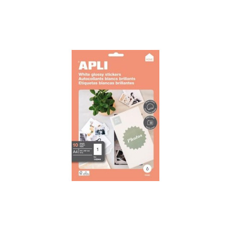 LOT DE 10 ETIQUETTE PHOTO BRILLANT JET D ENCRE A4 BLANC