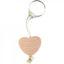 LOT DE 10 PORTE-CLÉS CŒUR EN BOIS