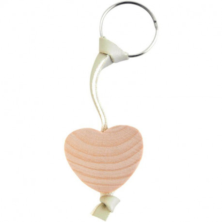 LOT DE 10 PORTE-CLÉS CŒUR EN BOIS