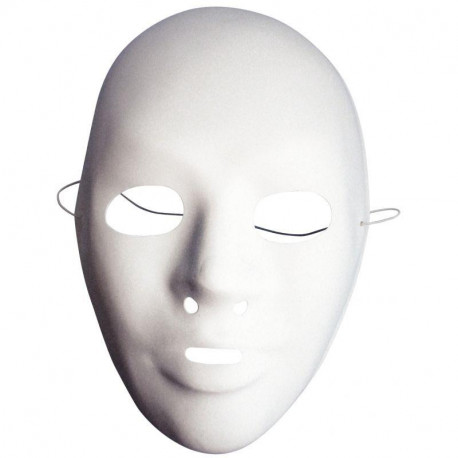 MASQUES VÉNITIENS BLANCS ADULTE LOT DE 12 AVEC ELASTIQUE A DECORER 22.5x15.5 CM