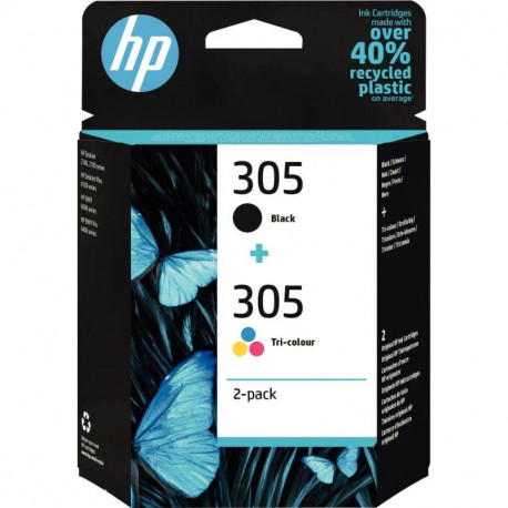 LOT DE 2 CARTOUCHES HP 305 ENCRE À LA MARQUE HP 6ZD17AE NOIR ET COULEURS