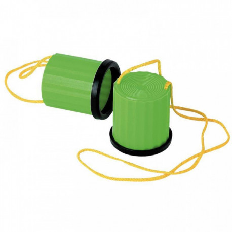 LOT DE 2 PAIRES D'ÉCHASSES ANTI-DÉRAPANTES COULEURS ASSORTIES DIAM.13 CM HAUT 12 CM HAUT DE LA CORDELETTE 70CM