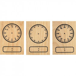 LOT DE 3 TAMPONS HORLOGE EN BOIS