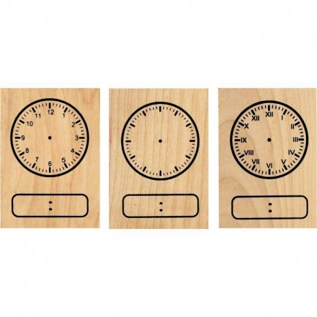 LOT DE 3 TAMPONS HORLOGE EN BOIS