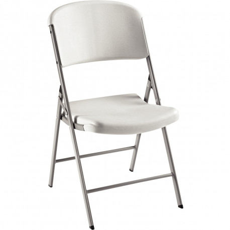 Lot de 4 chaises pliantes blanc. Polyéthylène. Assise et dossier galbés. Structure tubulaire en acier avec système de pliage ant