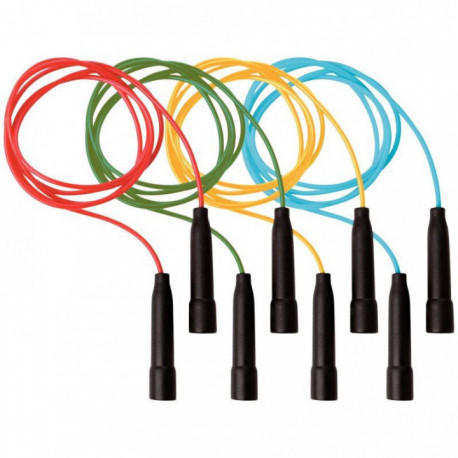 LOT DE 4 CORDES À SAUTER EN PVC DE LONGUEUR 2,20 M AVEC POIGNÉES COLORIS ASSORTIS
