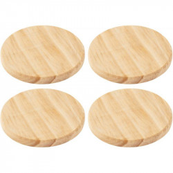 LOT DE 4 DESSOUS DE VERRE EN BOIS, DIAMÈTRE 10,5 CM