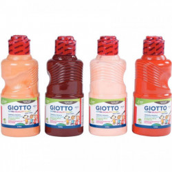 LOT DE 4 FLACONS 250ML DE GOUACHE COULEURS DE PEAUX