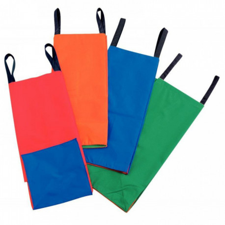 SACS DE SAUT EN COTON LOT DE 4 SACS POUR COURSE EN SAC LONGUEUR/LARGEUR 25CM HAUTEUR 60CM ORANGE BLEU VERT ROUGE