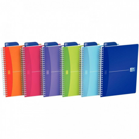 LOT DE 5 CAHIER SPIRALE A5 180P 5X5 90G LIGNE 7MM MY COLOURS INTEGRALE