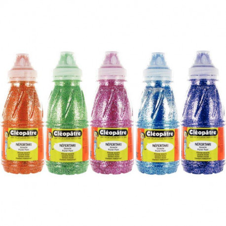 LOT DE 5 FLACONS 250 ML DE PEINTURE PAILLETÉE, ASSORTIMENT 1