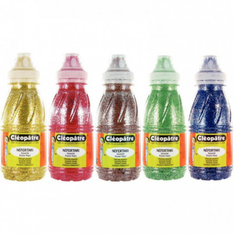 LOT DE 5 FLACONS 250 ML DE PEINTURE PAILLETÉE, ASSORTIMENT 2