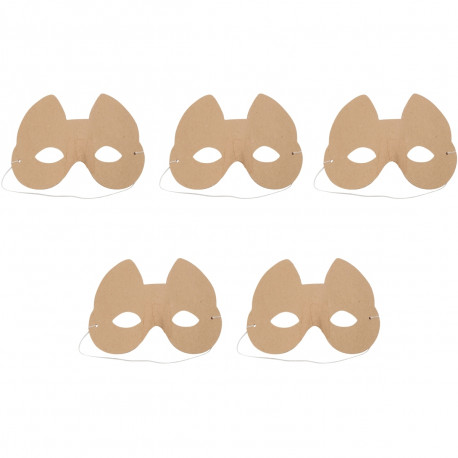 LOT DE 5 MASQUES CHAT EN CARTON POUR ENFANT