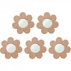 LOT DE 5 MIROIRS FORME FLEUR EN CARTON DIAMÈTRE 17,5 CM