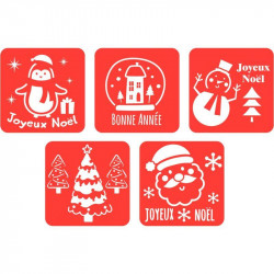 LOT DE 5 POCHOIRS NOËL ET BONNE ANNÉE