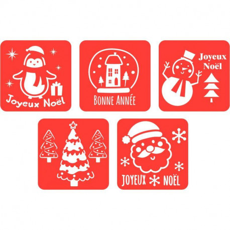 LOT DE 5 POCHOIRS NOËL ET BONNE ANNÉE