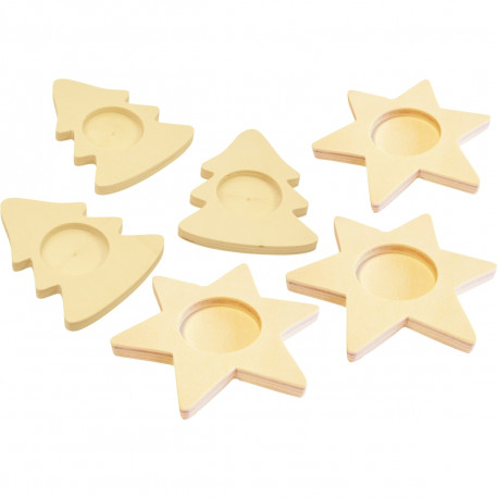 LOT DE 6 BOUGEOIRS SAPINS + ÉTOILES ASSORTIS
