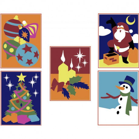 LOT DE 6 CARTES ADHÉSIVES NOEL À DÉCORER