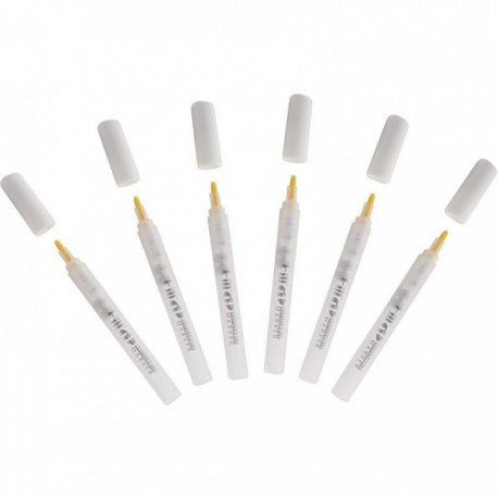 LOT DE 6 MARQUEURS VIDES RECHARGEABLES POUR ENCRES ET PEINTURES LIQUIDES POINTE OGIVE 4 MM