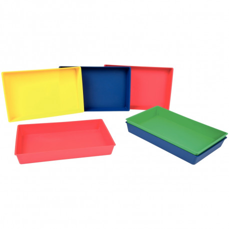 LOT DE 6 PLATEAUX EMPILABLES AUX COULEURS ASSORTIES EN POLYPROPYLÈNE