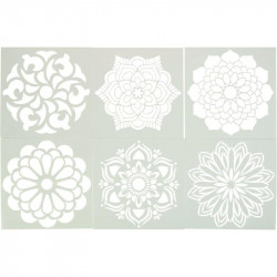 LOT DE 6 POCHOIRS EN PLASTIQUE MANDALA