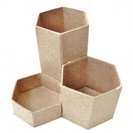 LOT DE 6 POTS À CRAYONS EN CARTON, 3 COMPARTIMENTS