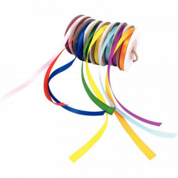 LOT DE 8 RUBANS EN SATIN DIMENSIONS 6 MM X 10 M COLORIS ASSORTIS