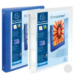 LOT X 12 CLASSEUR PERSONNALISABLE PP 4ANNEAU/30 KREA COVER BLEU TRANSP