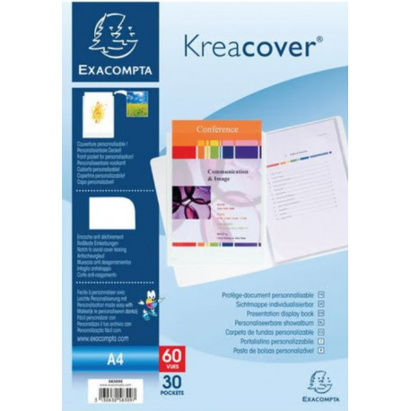 LOTX12 PROTEGE DOCUMENT 60VUES PP0,8mm KREACOVER BLANC