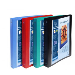 LOT X5 CLASSEUR 4 ANNEAUX 30MM POLYPROPYLÈNE OPAQUE 7/10E KREA COVER - A4 MAXI - COULEURS ASSORTIES