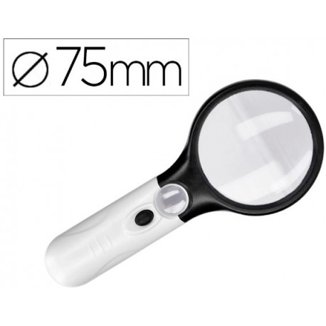 LOUPE ELECTRIQUE A LED DIAMETRE 75MM GROSSISSEMENT PAR 3 AMPOULES