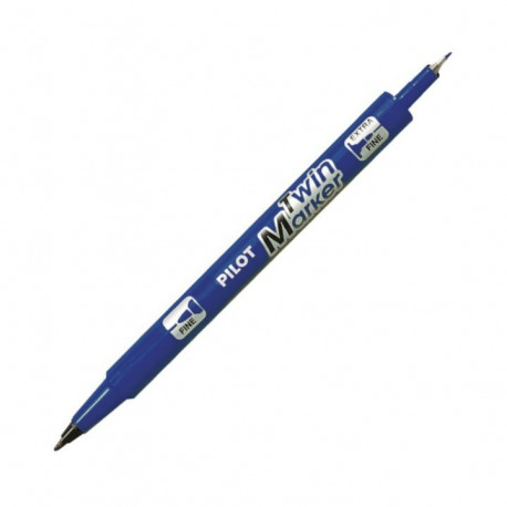 MARQUEUR 2 POINTES FINE ET MOYENNE TWIN PILOT BLEU PILOT