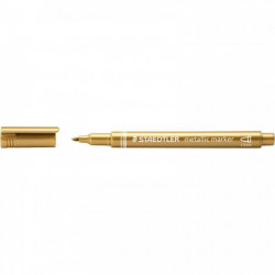 MARQUEUR METALLIC  OR  8323-11 STAEDTLER ENCRE PIGMENTEE EFFACBLE SUR SURFACE LISSE AVEC CHIFFON HUMIDE 