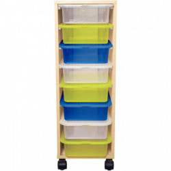 MEUBLE + 8 BACS EN PLASTIQUE HAUTEUR H97 L34 P39 CM EN PANNEAU DE PARTICULES HTE DENSITE 