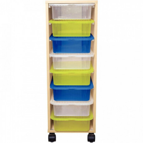 MEUBLE + 8 BACS EN PLASTIQUE HAUTEUR H97 L34 P39 CM EN PANNEAU DE PARTICULES HTE DENSITE 