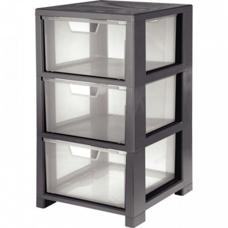 MEUBLE DE  RANGEMENT 3 TROIRS 32.5 X35 XH59.5 CM S OUVRE SUR LES 2 COTES TITOIR DE 14L SERT DE BAC DE TRANSPORT