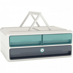 MODULE 3 TIROIRS MOOVUP SECURE GRIS  L36,85XH14,6XP27,45  POIGNEES SERRURE SUPPORT ECRAN  CEP