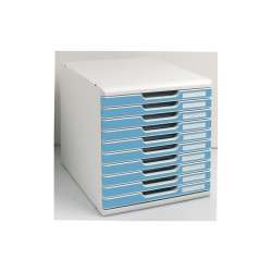 MODULE DE CLASSEMENT 10 TIROIR GRIS BLEU TURQUOISE MULTIFORM 302082D
