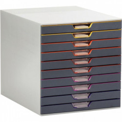 MODULE DE CLASSEMENT  10 TIROIRS GRIS/VARICOLOR L28XH29,2XP35,6