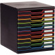 MODULE DE CLASSEMENT 10 TIROIRS NOIR/ARLEQUIN MODULO 98 % RECYCLE ANGE BLEU L28,8 H32 P35 CM   302914D
