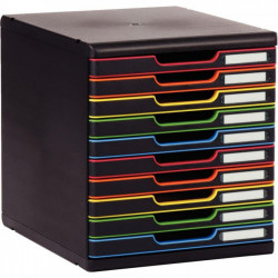 MODULE DE CLASSEMENT 10 TIROIRS NOIR/ARLEQUIN MODULO 98 % RECYCLE ANGE BLEU L28,8 H32 P35 CM   302914D