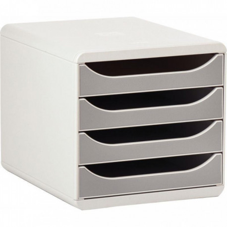 MODULE DE CLASSEMENT 4 TIROIRS GRIS CLAIR/GRIS  BIG BOX  ANGE BLEU L27,68XH26,7XP34,7 CM 