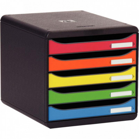 MODULE DE CLASSEMENT 5 TIROIRS A4+  NOIR/ARLEQUIN BIGBOX PLUS  100 % RECYCLE ANGE BLEU  L27,8 X H27,1 X P34,7CM 