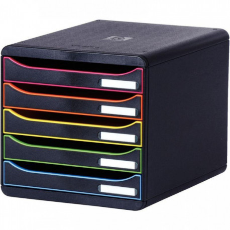 MODULE DE CLASSEMENT 5 TIROIRS A4+  NOIR/ARLEQUIN BIGBOX PLUS  100 % RECYCLE ANGE BLEU  L27,8 X H27,1 X P34,7CM 