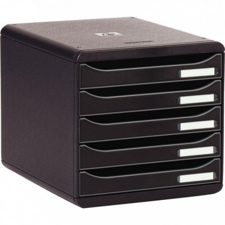 MODULE DE CLASSEMENT 5 TIROIRS A4+  NOIR/NOIR BIGBOX PLUS  100 % RECYCLE ANGE BLEU  L27,8 X H27,1 X P34,7CM 