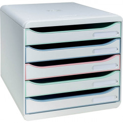 MODULE DE CLASSEMENT  5 TIROIRS  BIGBOX+BLANC AUTENTIK AGEC ANGE BLEU 90% RECYCLE RECYCLABLE EXACOMPTA 