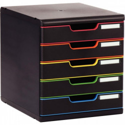 MODULE DE CLASSEMENT 5 TIROIRS NOIR/ARLEQUIN MODULO 98 % RECYCLE ANGE BLEU L28,8 X H32 X P35CM 301798D
